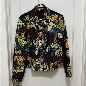 RACHEL Rachel Roy Floral Bomber Jacket - Black and Yellow